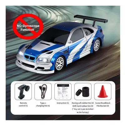 (4302 Blue white) 2.4G 15Km/h RC Drift Car Toys 1/43 High-Speed Remote Control Upgraded Gyro Min