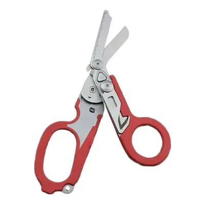 (Red) Multifunction scissors Tactical scissors folding medical scissors First Aid Outdoor Surviv