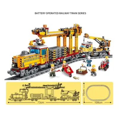 (as the picture) 1270pcs City Moc Technical Electric Freight Train Building Blocks Battery Power