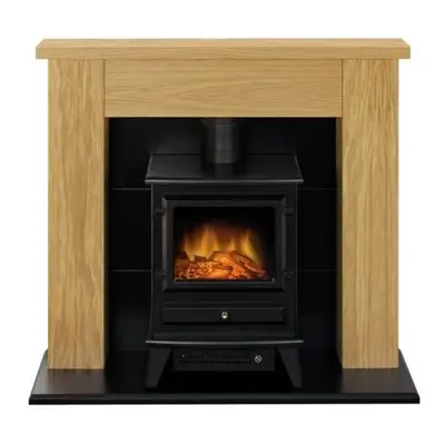 Adam Chester Stove Suite in Oak with Hudson Electric Stove in Black, Inch