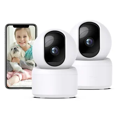 (2 Count (Pack of 1), White) 2K WiFi Pet Camera, Home Security Camera Indoor Dog, Cat, Baby Moni