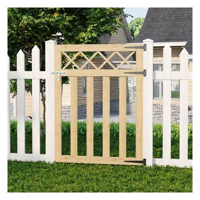 (Light Yellow, 90cm W x 120cm H) Outdoor Cross Top Wooden Garden Gate Pedestrian Fence Yard Door