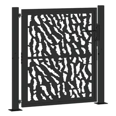 (steel/black, x cm/trace design) vidaXL Garden Gate 105x180 cm Weathering Steel Flame Design fen