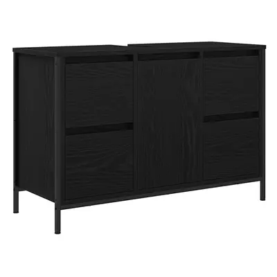 vidaXL Basin Cabinet with Drawers Black Oak 90x34.5x60 cm