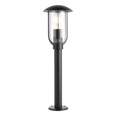 500mm Outdoor Lamp Post Light - Textured Black & Clear Shade - Exterior Bollard