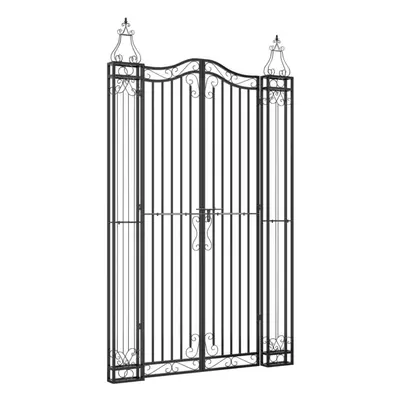 vidaXL Garden Gate Driveway Gate Fence Panel 121x8x200 cm Black Wrought Iron