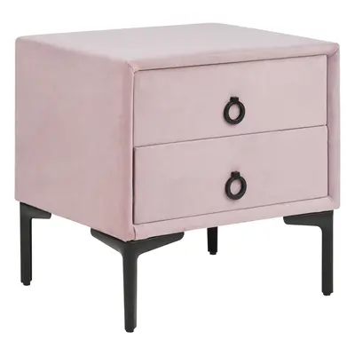 2 Drawer Bedside Table SEZANNE Velvet Pink