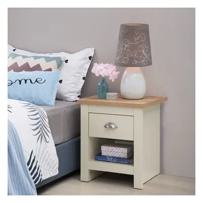 Lisbon Bedside Lamp Table Cabinet Nightstand Drawer Bedroom Cream