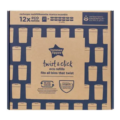 Tommee Tippee Twist and Click Advanced Nappy Bin Eco Refills Pack of