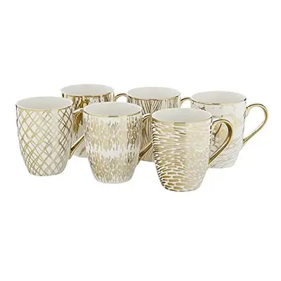 Certified International 26540SET6 Matrix oz. Gold Plated Mugs, Set of 6, 5" x 3.25" x 4.5", Mult