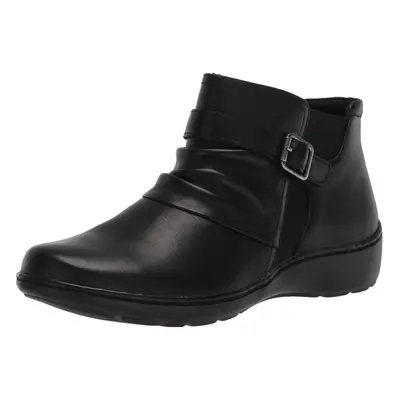 clarks Womens cora Rouched Ankle Boot Black Leather