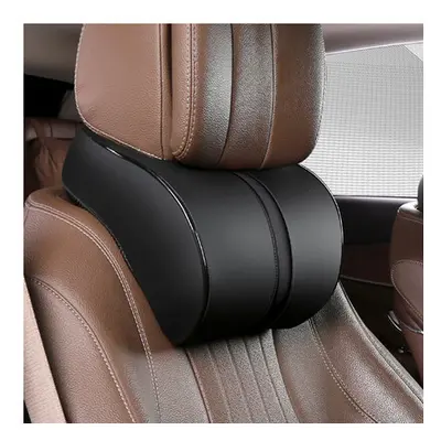 (black) Adjustable Car Headrest Pillow Set Leather Auto Neck Protection Rest Pillows