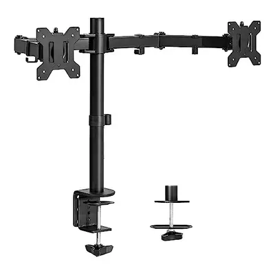 Dual Monitor Desk Mount, Heavy Duty Fully Adjustable Steel Stand, Holds Computer Screens up to i