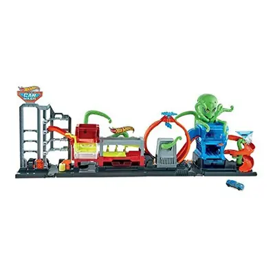 Hot Wheels City Ultimate Octo Car Wash Playset, No-Spill Water Tanks, Color Reveal Car, 4+ ft Lo