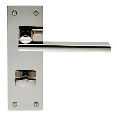 PAIR Straight Bar Lever on Slim Bathroom Backplate x 50mm Polished Nickel