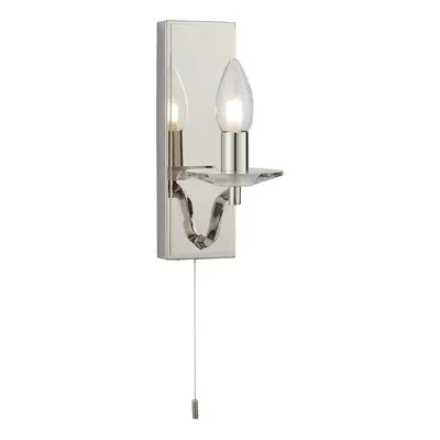 Polished Nickel Bathroom Wall Light & Clear Crystal Detailing Decorative Sconce