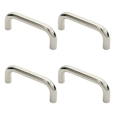 4x Round D Bar Pull Handle x 19mm 150mm Fixing Centres Bright Steel