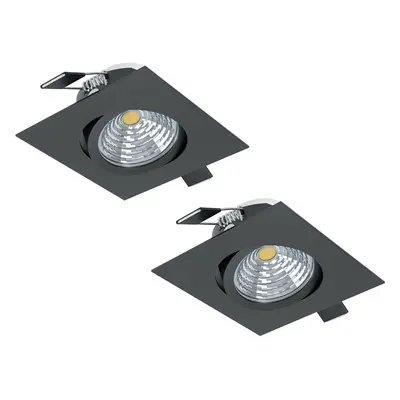 2 PACK Wall / Ceiling Flush Downlight Black Aluminium 6W Built in LED 2700K