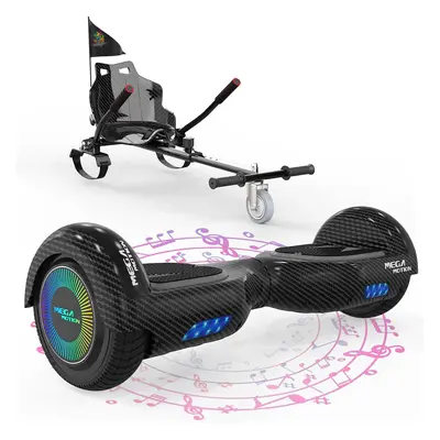 (Black) 6.5'' E Scooter LED Hoverboard with go-kart Segway