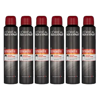 L'Oreal Men Expert Extreme Fix Strength Extreme Hold Hairspray 6x 200ml Tins