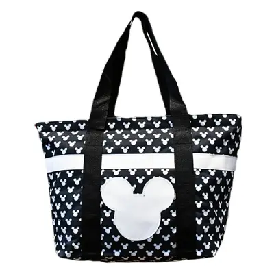 Disney Tote Mickey & Minnie Mouse Icon Print Zipper Travel Bag (Black