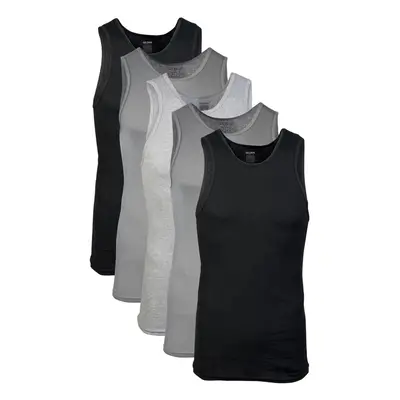 Gildan Men's A-shirt Tanks Multipack Style G1104 Grey/Black (5 Pack) Large