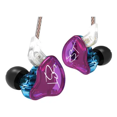 (purple no mic) KZ ZST 1BA+1DD In Ear Earphone HiFi Hybrid Drive Bass Music Headset with