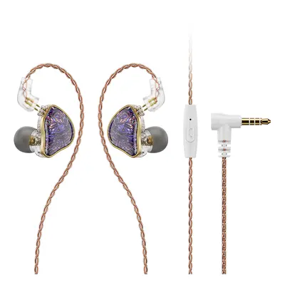 (Purple With Mic) NiceHCK DB2 Microphone HiFi Music Earphone 1DD+1BA Hybrid Dual Driver