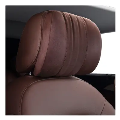 (Mocha One larger) Suede Car Head Pillow For S-Class Maybach Memory Cotton Foam Auto Neck