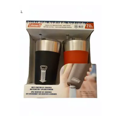 coleman Stainless Steel Tumbler with Straw, Hours, Pack, Multi-Function Lid, Spill-Resistant Lid