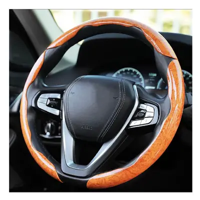 (Yellow 3pcs) Peach Wood Grain Car Booster Steering Wheel Cover General Universal Steering