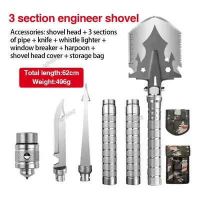 (3 section) Military Tactical Multifunction Shovel Outdoor Nuggets Tools Camping Survival Foldin