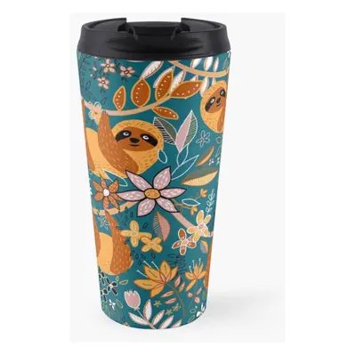 Coffee Mug Happy Boho Sloth Floral oz Stainless Steel Vacuum Insulated Tumbler Cup