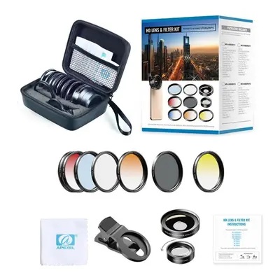 (APL-52UV-7Grad) Apexel In Lens Kit 0.45x Wide+52mm Uv Full And 0.45x Wide+37mm Filter+cpl Nd+st