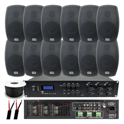 1200W LOUD Outdoor Bluetooth System 12x Black Speaker Weatherproof Music Player