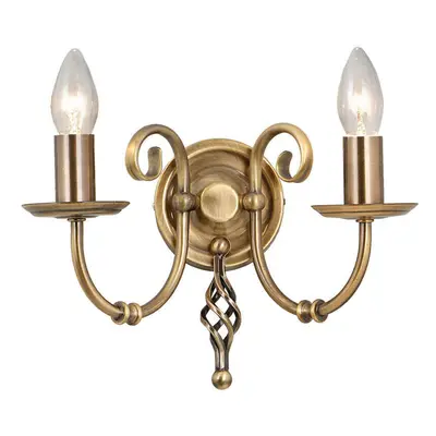 Twin Wall Light Artisan Knot Twist Detail Aged Brass LED E14 60W