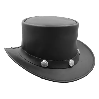 (Black, S) Leather Durable Cowhide Top Hat Caps Loxton Black