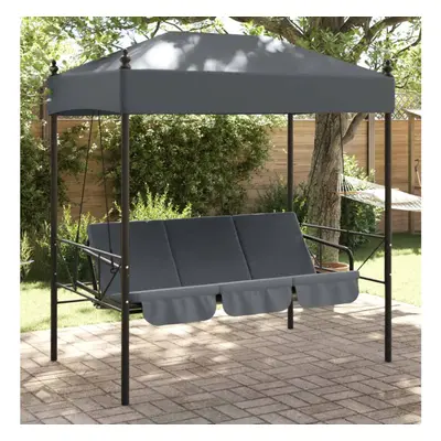 vidaXL Patio Swing Bench with Canopy Dark GraySteel