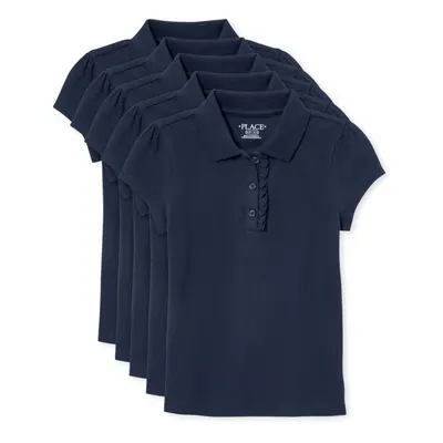 The Children's Place Girls Short Sleeve Ruffle Pique Polo Tidal Pack