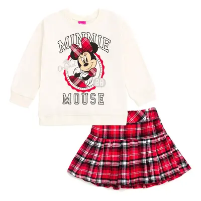 Disney Minnie Mouse Toddler Girls Fleece Sweatshirt and Pleated Skirt Plaid Red/White 2T