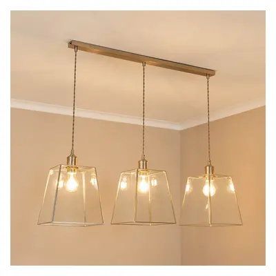 ValueLights Susie Glass Lantern Brushed Chrome Drop Ceiling Light