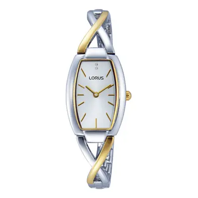 Lorus Ladies Dress Two Tone Shaped Palladium Plated Case Strap Watch RRW51EX9