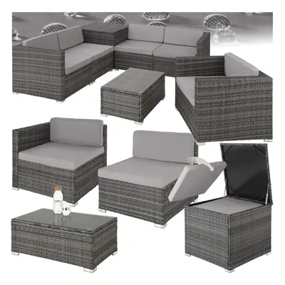 (grey) Garden Furniture Rattan Table and Chairs Sofa Set Outdoor Corner Patio Cushions