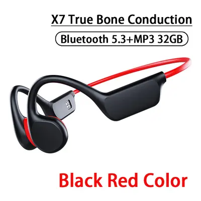 (x7-Red-32G) X7/X10 IPX8 Waterproof Swimming Bone Conduction Bluetooth 5.3 Headphone