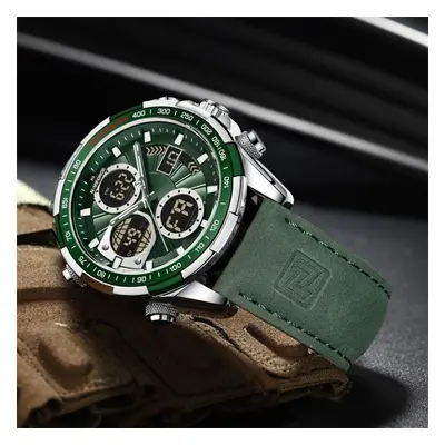 (green, 260mm) Naviforce 9197l Quartz Led Display Alloy Case Men Watch