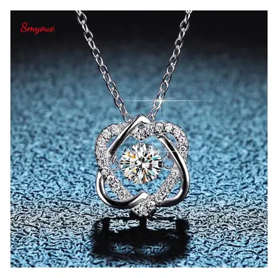 (silver) Smyoue 0.5ct Gra Zircon Necklace For Women Sparkling Simulated Diamond Pendant Beating 