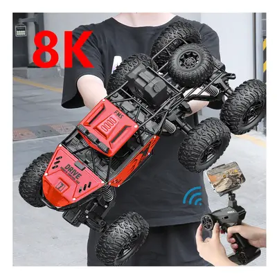 (8K Red) Big 4/6WDRC CAR with Led lights 2.4G Cross-country Climbing Spray Racing Car Remote Con