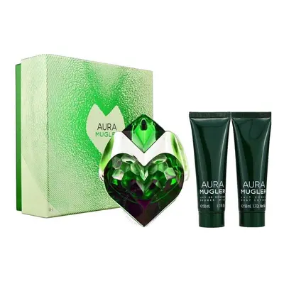 Mugler Aura Eau De Parfum 30Ml Spray + 50Ml B/L + Perfumed Brush Gift Set New