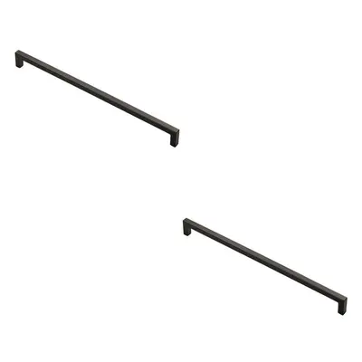 2x Square Block Handle Pull Handle x 10mm 320mm Fixing Centres Matt Black