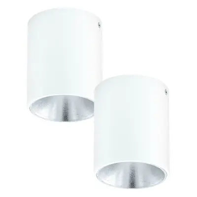 2 PACK Wall / Ceiling Light White & Silver Round Downlight 3.3W LED